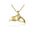 The picture shows a 14K yellow gold whale tail pendant.