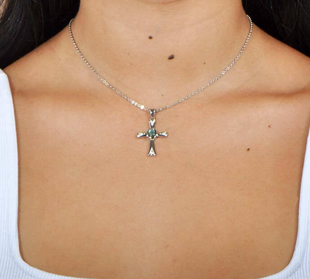 Abalone Centered Cross Pendant Pendant Island by Koa Nani 