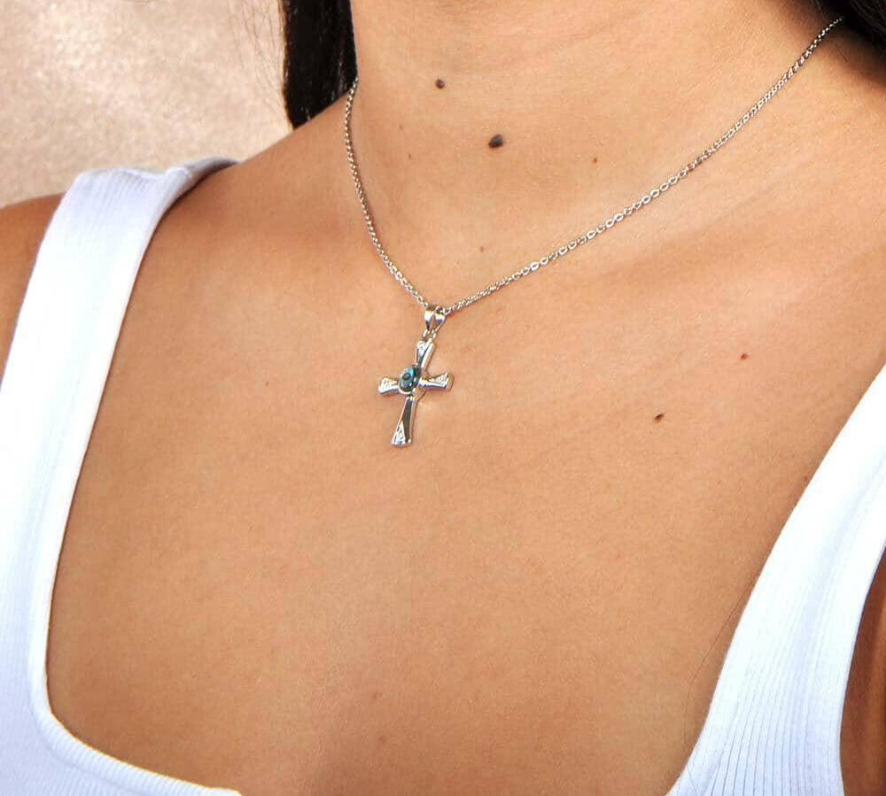 Abalone Centered Cross Pendant Pendant Island by Koa Nani 