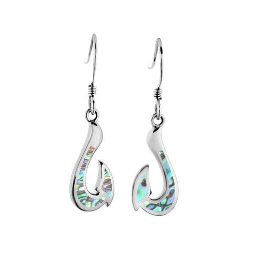 Sterling Silver Iridescent Abalone Fish Hook Earrings – Island by Koa Nani