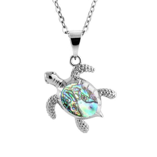 Sterling Silver Sea Turtle pendant, featuring and Abalone Shell. 