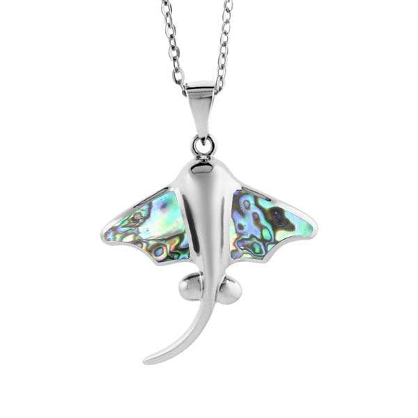 Abalone Sterling Silver Pendant designed as a stingray. 