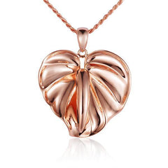 In this photo there is a rose gold anthurium flower pendant.