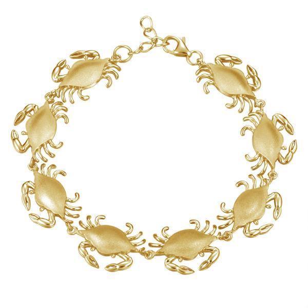 The picture shows a 925 sterling silver yellow gold-plated blue crab bracelet.