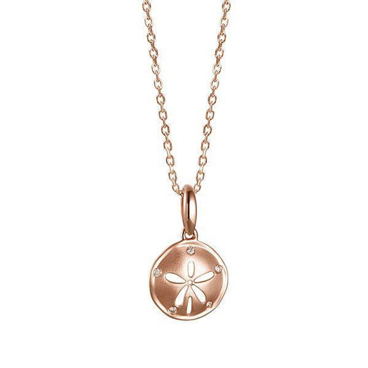 The picture shows a small size 14K rose gold sand dollar pendant with diamonds.