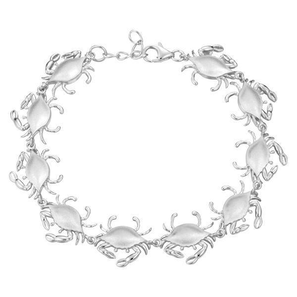 The picture shows a 925 sterling silver white gold-plated blue crab bracelet.