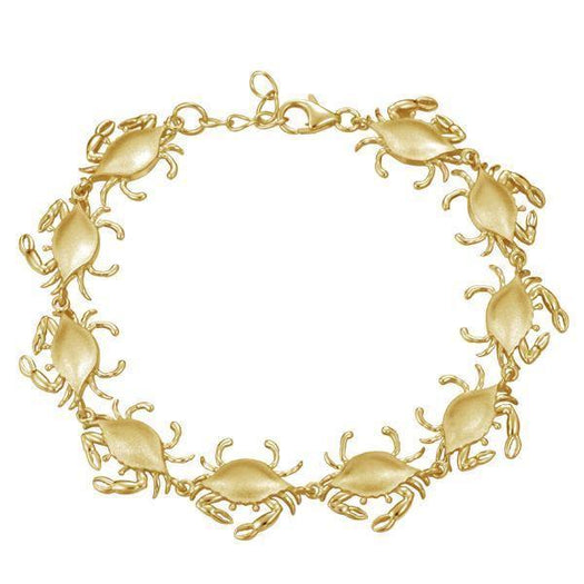 The picture shows a 925 sterling silver yellow gold-plated blue crab bracelet.