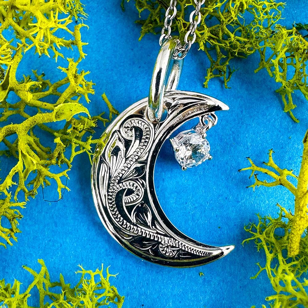 Engraved Moon Pendant Pendant Island by Koa Nani 