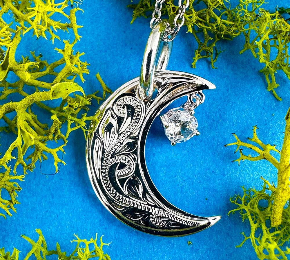 Engraved Moon Pendant Pendant Island by Koa Nani 