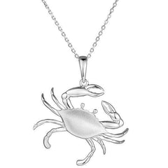 The picture shows a 925 sterling silver white gold plated crab pendant.