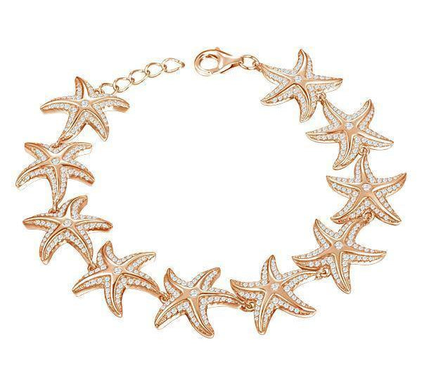 The picture shows a 925 sterling silver rose gold-plated starfish bracelet with topaz.