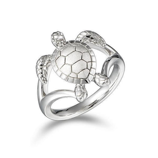 The picture shows a 925 sterling silver sea turtle ring.
