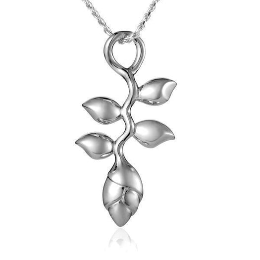 This picture shows a sterling silver heliconia pendant.