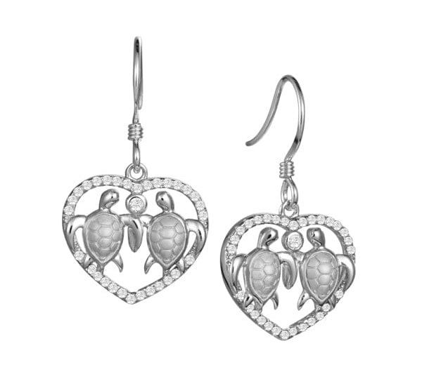 Honu Aloha Heart Earrings Earrings Island by Koa Nani White Gold 