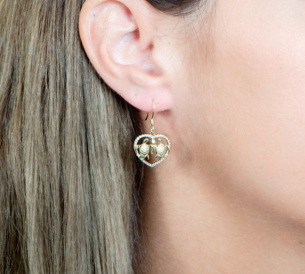 Honu Aloha Heart Earrings Earrings Island by Koa Nani 