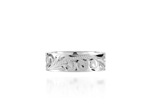 The picture shows a 925 sterling silver matching sea turtle 6mm ring with hand engravings.