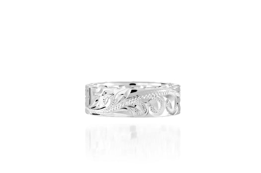 The picture shows a 925 sterling silver matching sea turtle 6mm ring with hand engravings.