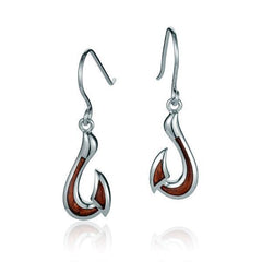 925 sterling silver and koa wood fish hook earrings.