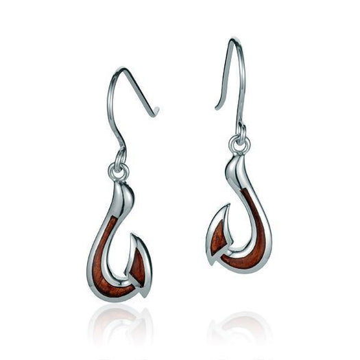 Sterling Silver Koa Wood Fish Hook Earrings – Island by Koa Nani