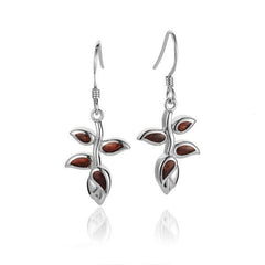 Pair of 925 Sterling  Koa wood heliconia flower hook earrings. 