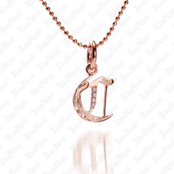 The picture shows a 14K rose gold Koa Nani C initial pendant.
