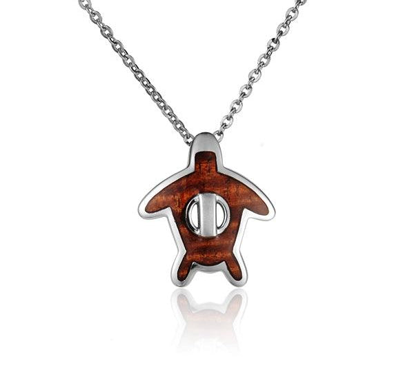 Sterling Silver and Wood Sea Turtle Pendant 