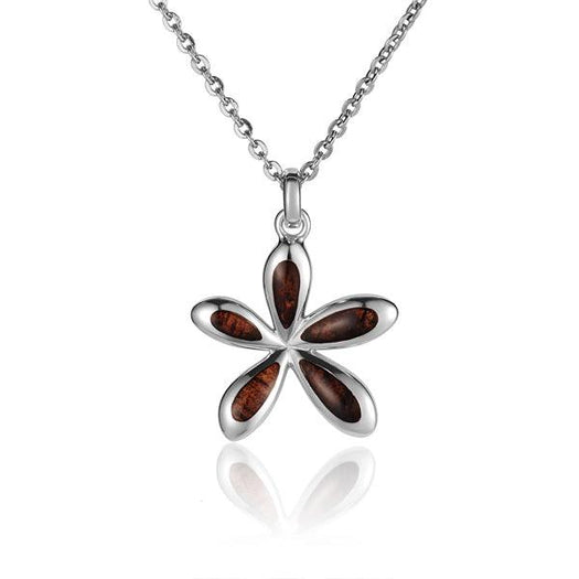 Sterling Silver and Wood Jasmine Flower Pendant 