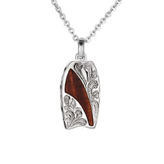Sterling Silver and Wood Body board engraved Pendant 