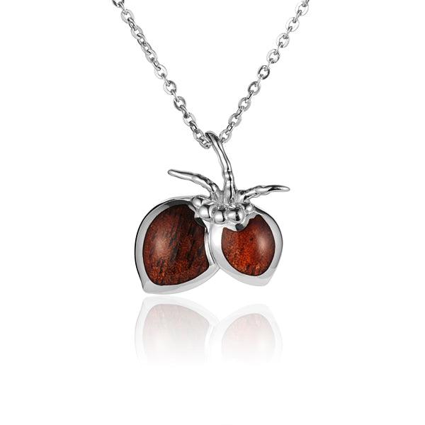 Sterling Silver and Wood Double Coconut Pendant 