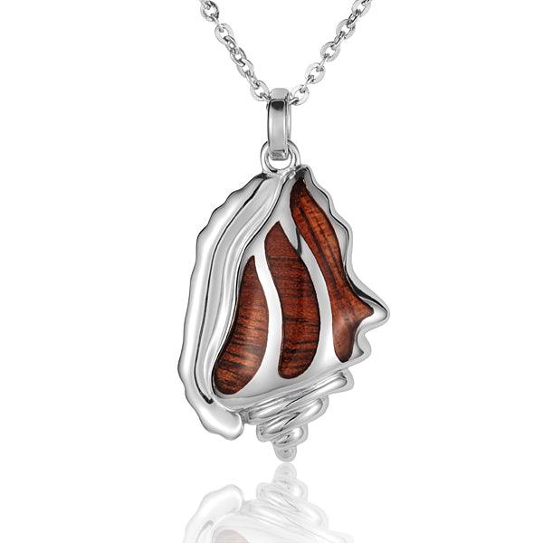 Sterling Silver and Wood Conch Shell Pendant 
