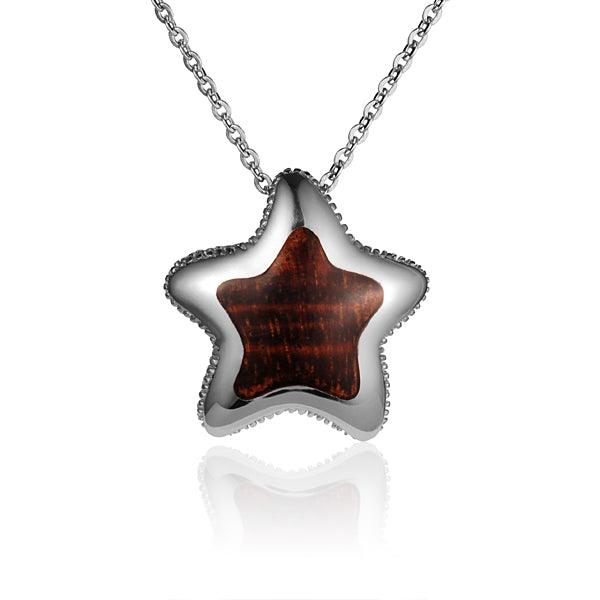Sterling Silver and Wood Cushion Starfish Pendant 