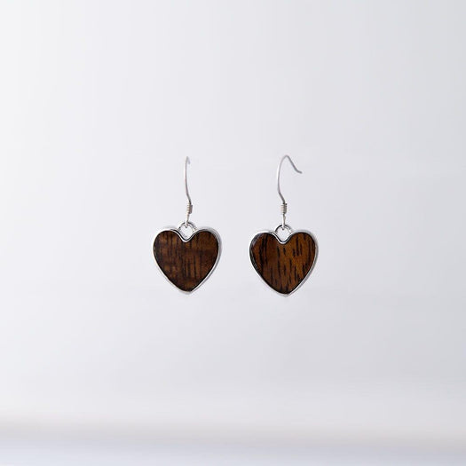 Koa Wood Heart Earrings Earrings Island by Koa Nani 