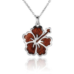 Sterling Silver and Wood Hibiscus Pendant 