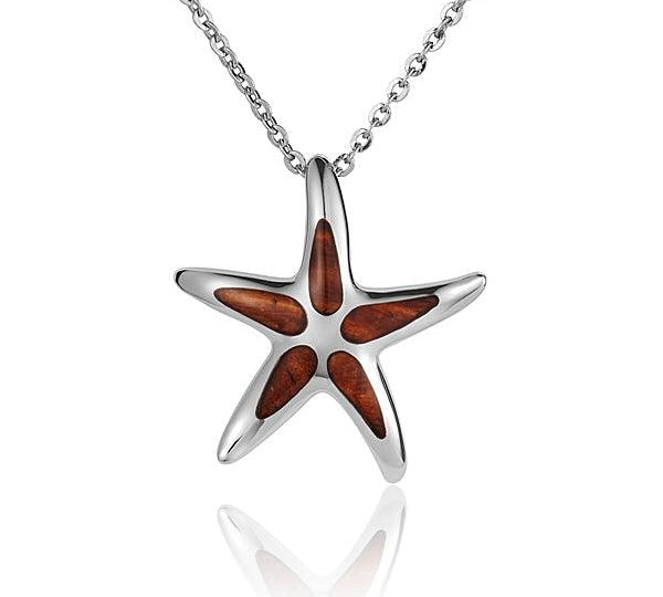 Sterling Silver and Wood Starfish Pendant 