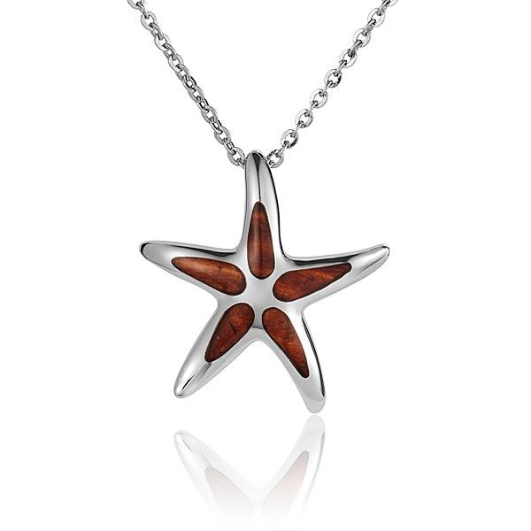 Sterling Silver and Wood Starfish Pendant 