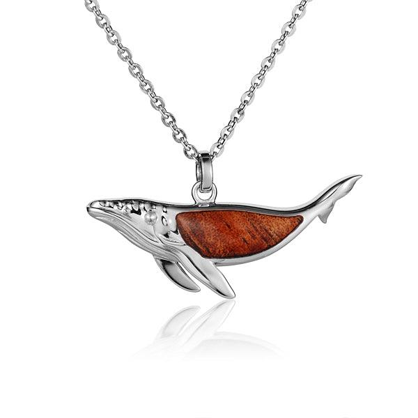 Sterling Silver and Wood Humpback Whale Pendant  