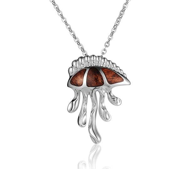 Sterling Silver and Wood Jellyfish Pendant 