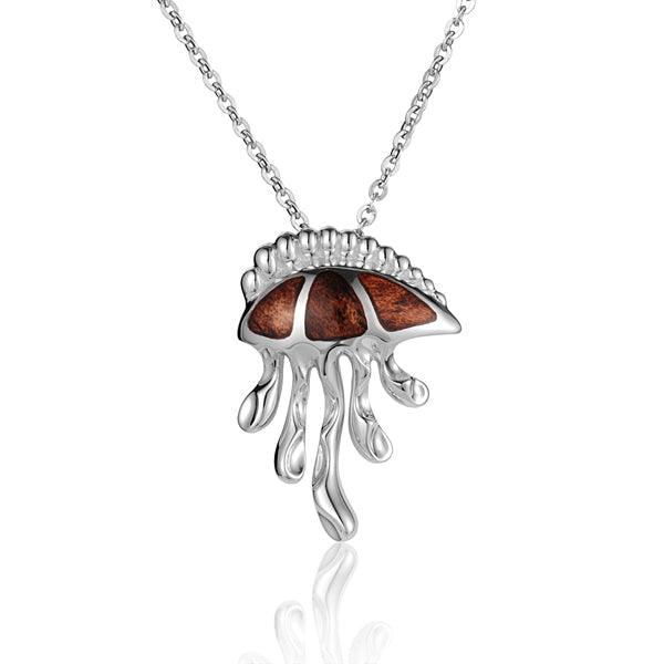 Sterling Silver and Wood Jellyfish Pendant 