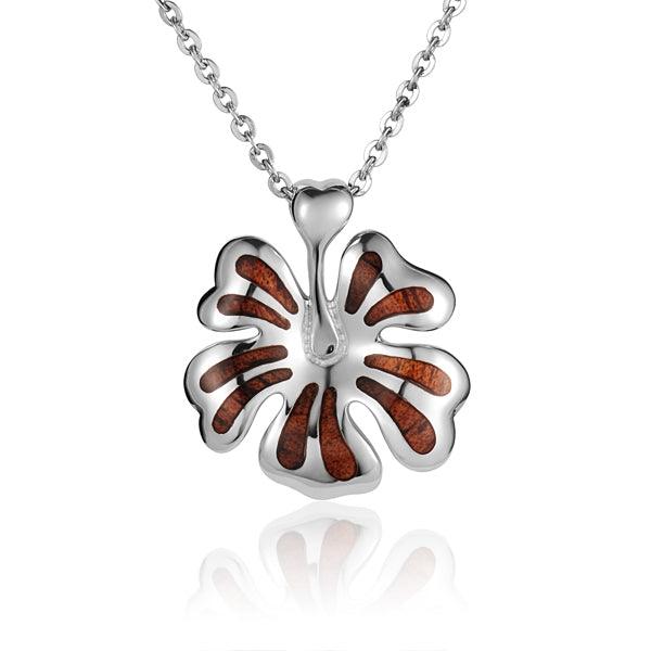 Sterling Silver and Wood Hibiscus Pendant 