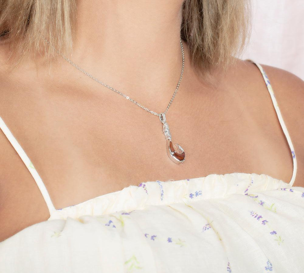 Koa Wood Kane Fishhook Pendant Pendant Island by Koa Nani 