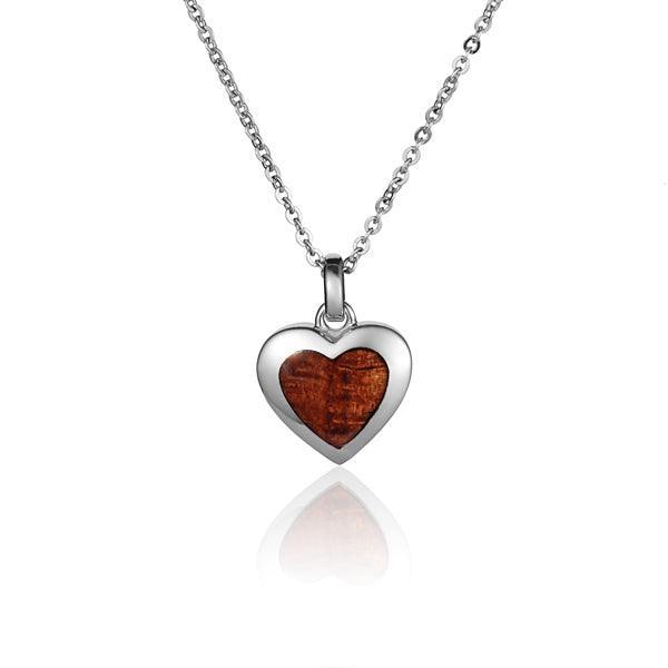 Sterling Silver and Wood Heart Pendant 