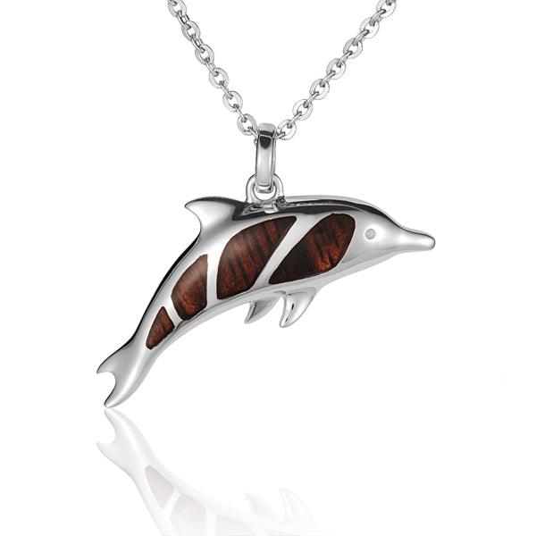 Sterling Silver and Wood Dolphin Pendant 