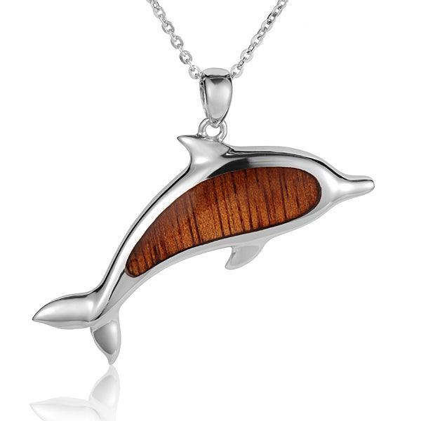 Sterling Silver and Wood Dolphin Pendant 