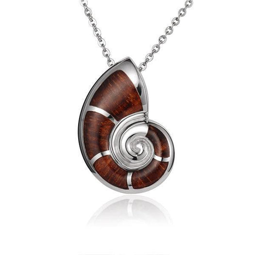 Sterling Silver and Wood Nautilus Shell Pendant