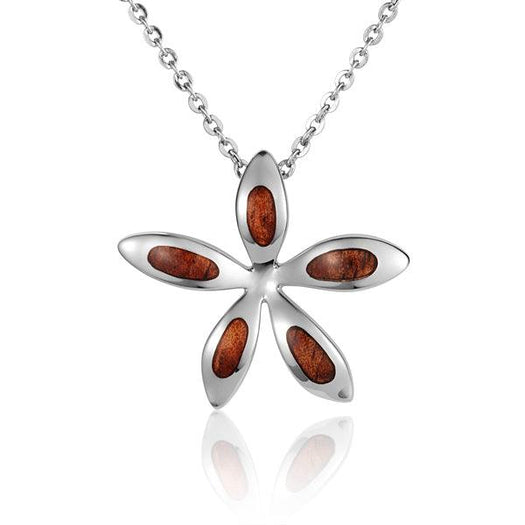 Sterling Silver and Wood Flower Pendant 