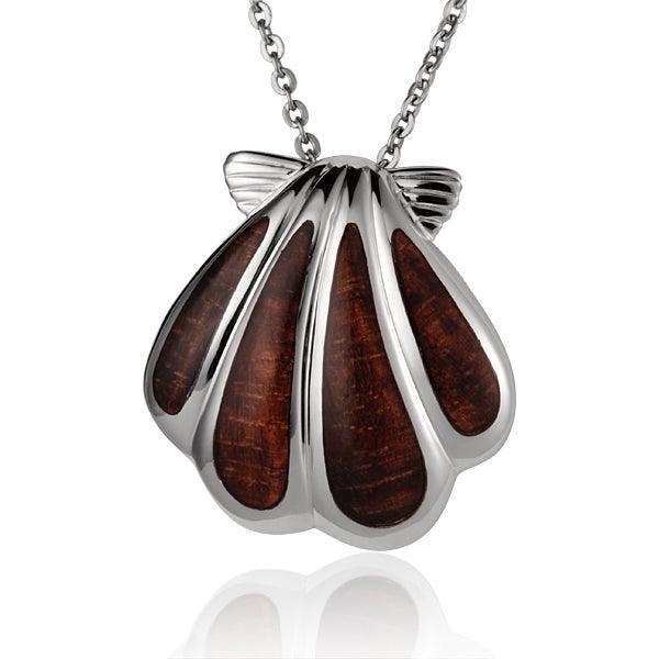 Sterling Silver and Wood Oyster Shell Pendant 