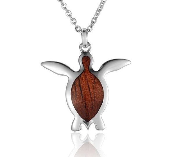 Sterling Silver and Wood Sea Turtle Pendant 