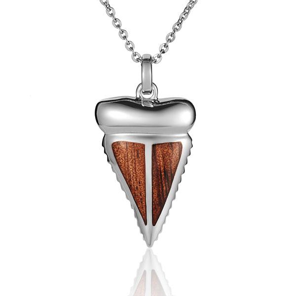 Sterling Silver and Wood Shark Tooth Pendant 