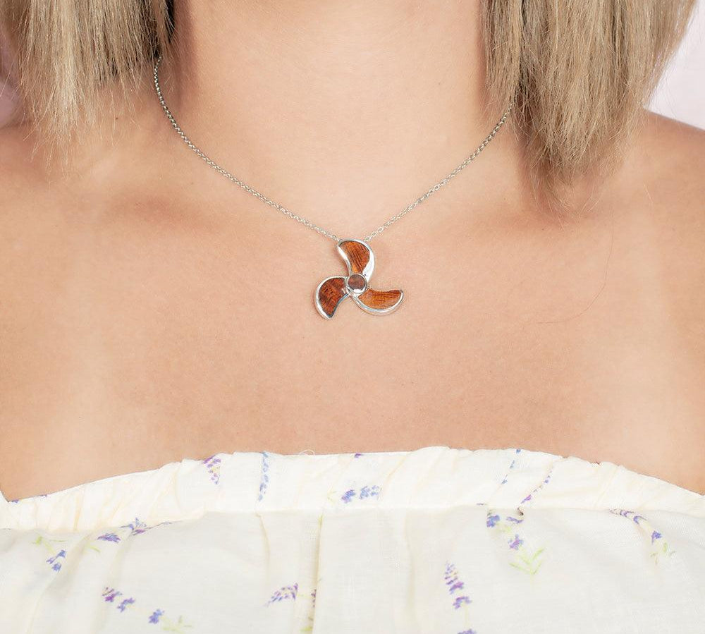 Sterling Silver and Wood Propeller Pendant 