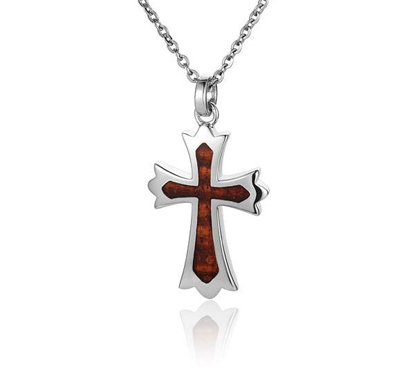 Sterling Silver and Wood Cross Pendant 